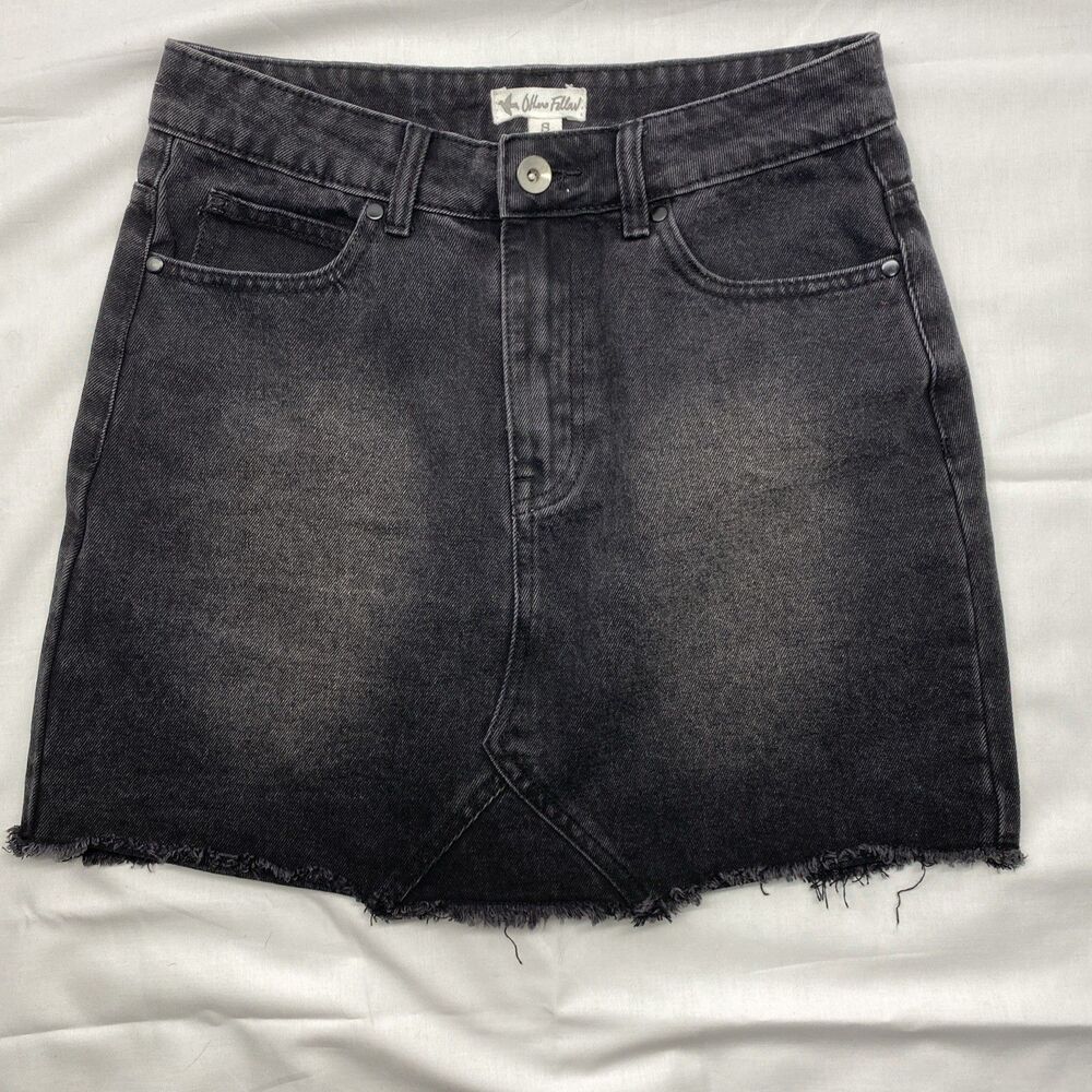 Others Follow Black Denim Mini Skirt Small Y2K Grunge Urban Indie Sleaze S